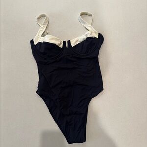 NWT Monday Swimwear Black and Cream One-Piece